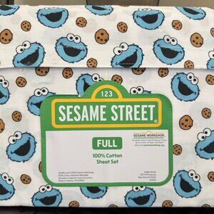 NEW Sesame Street Cookie Monster 100% COTTON Full Size Sheet Set